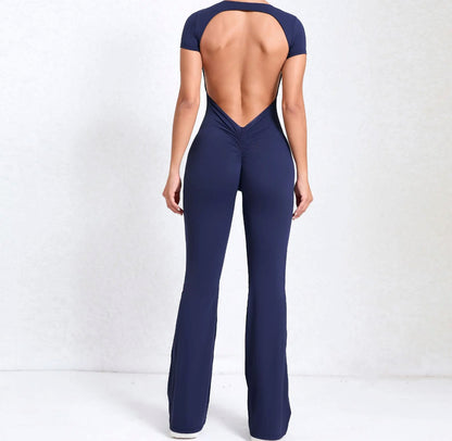 Seamless Yoga Jumpsuit for Women - Comfortable & Flexible Short Sleeve Gym Outfit