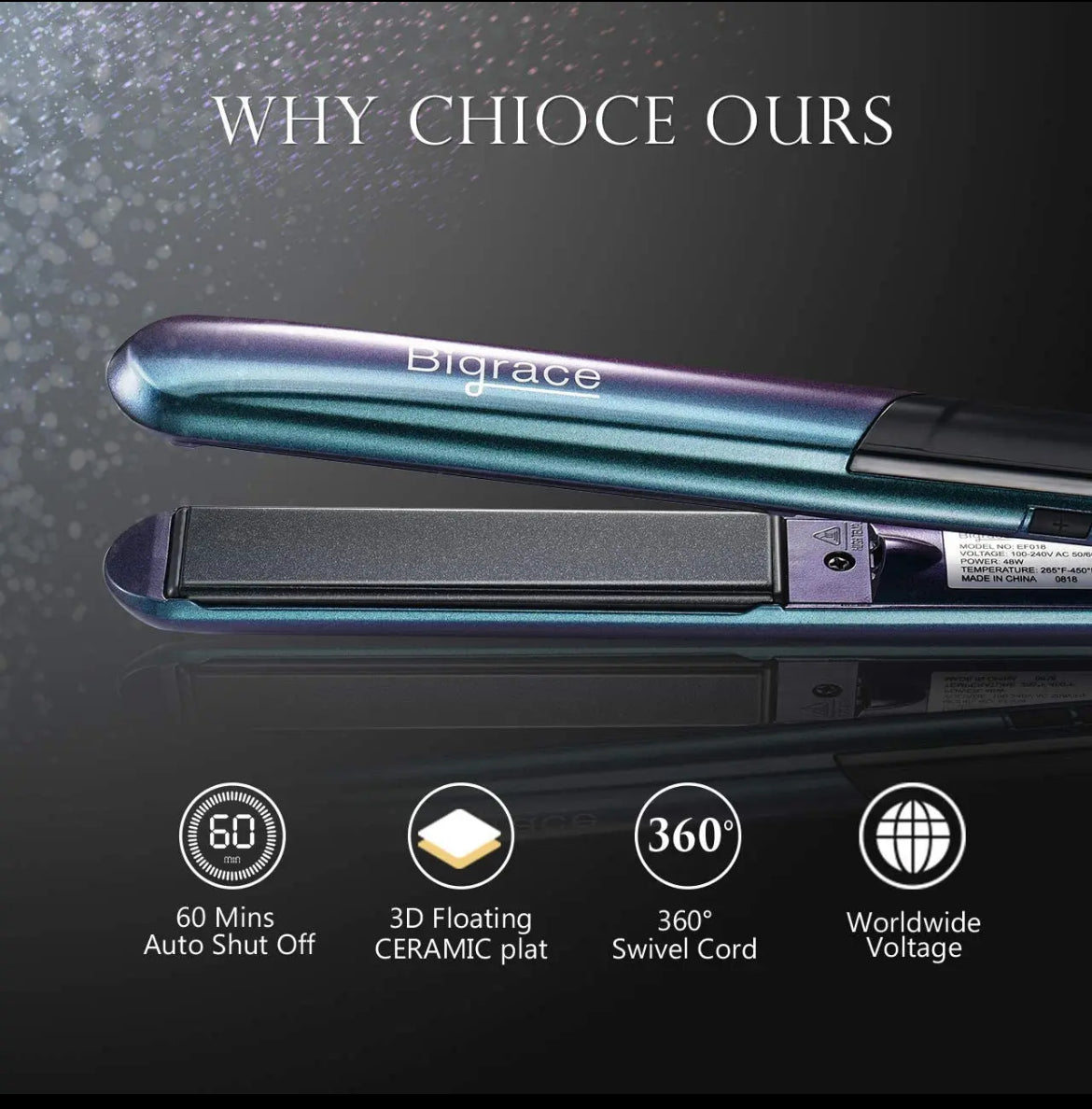 Professional Hair Straightener with LED Digital Display & Ceramic Coating